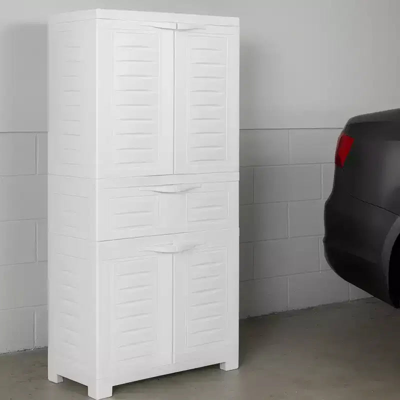 Armoire de rangement en plastique Sunnydaze avec 2 étagères réglables et 1 tiroir - 57