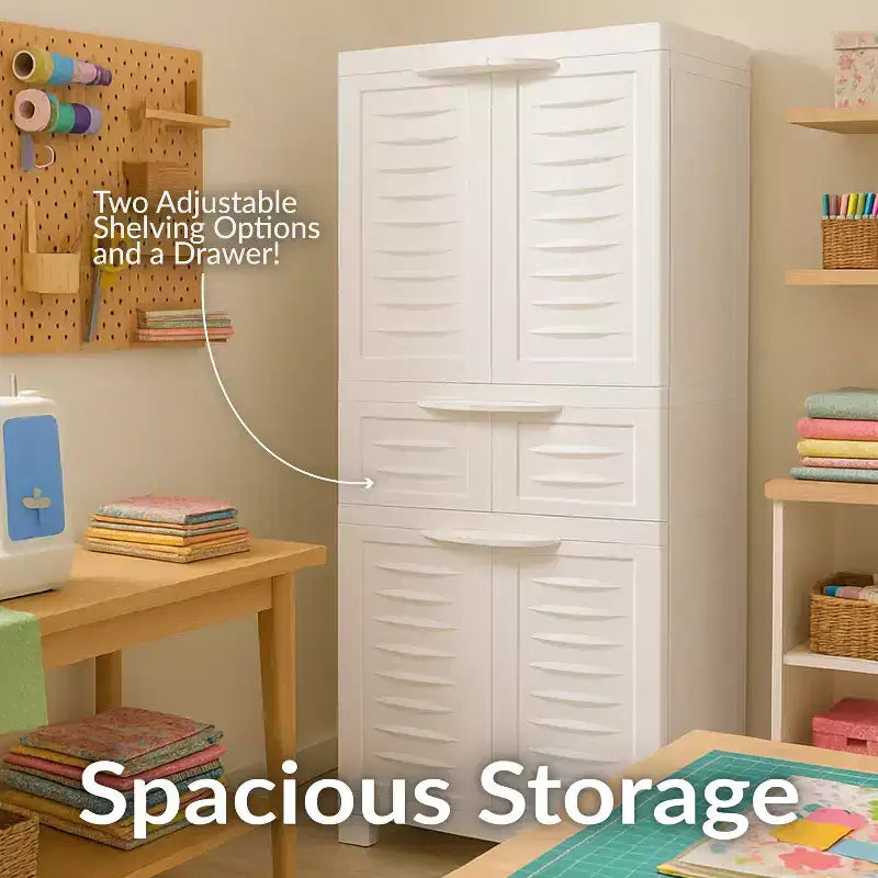 Armoire de rangement en plastique Sunnydaze avec 2 étagères réglables et 1 tiroir - 57