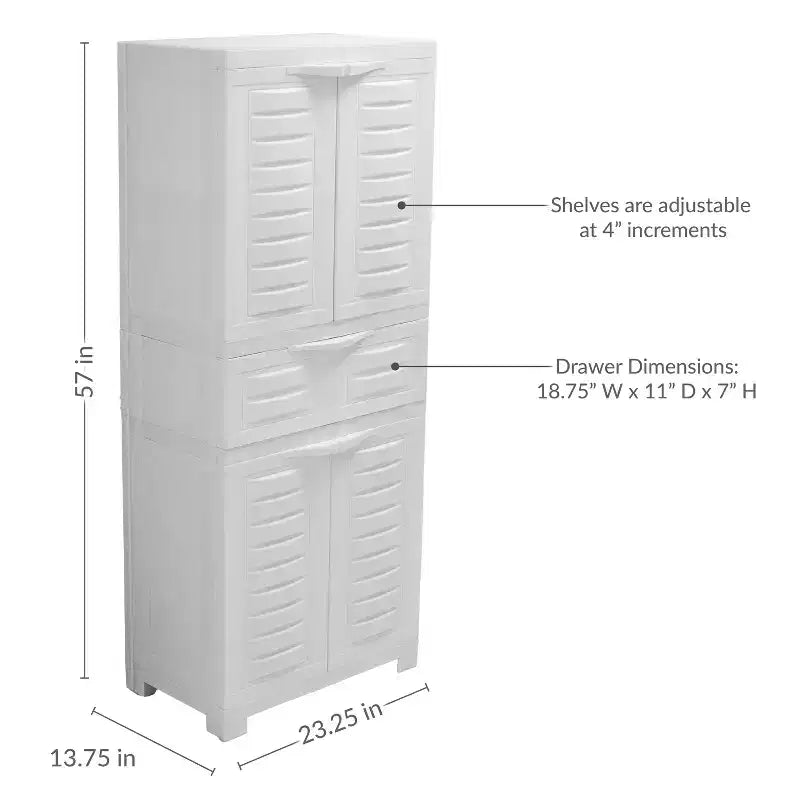 Armoire de rangement en plastique Sunnydaze avec 2 étagères réglables et 1 tiroir - 57