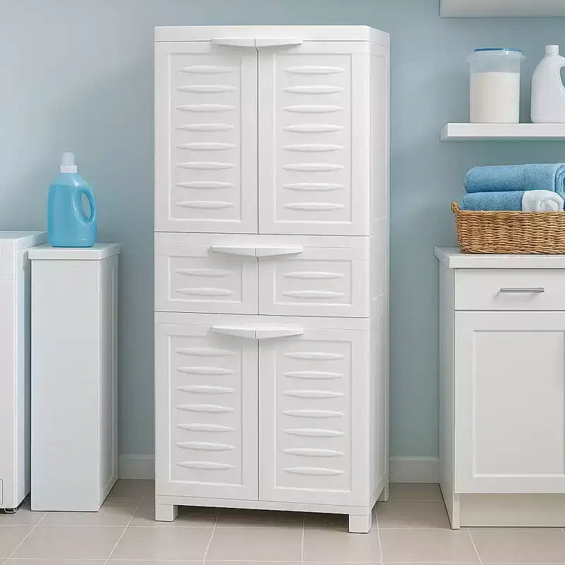 Armoire de rangement en plastique Sunnydaze avec 2 étagères réglables et 1 tiroir - 57
