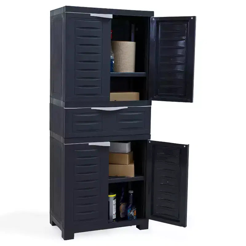 Armoire de rangement en plastique Sunnydaze avec 2 étagères réglables et 1 tiroir - 57
