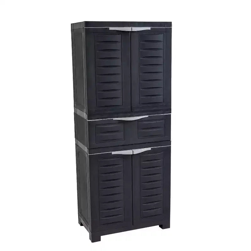 Armoire de rangement en plastique Sunnydaze avec 2 étagères réglables et 1 tiroir - 57