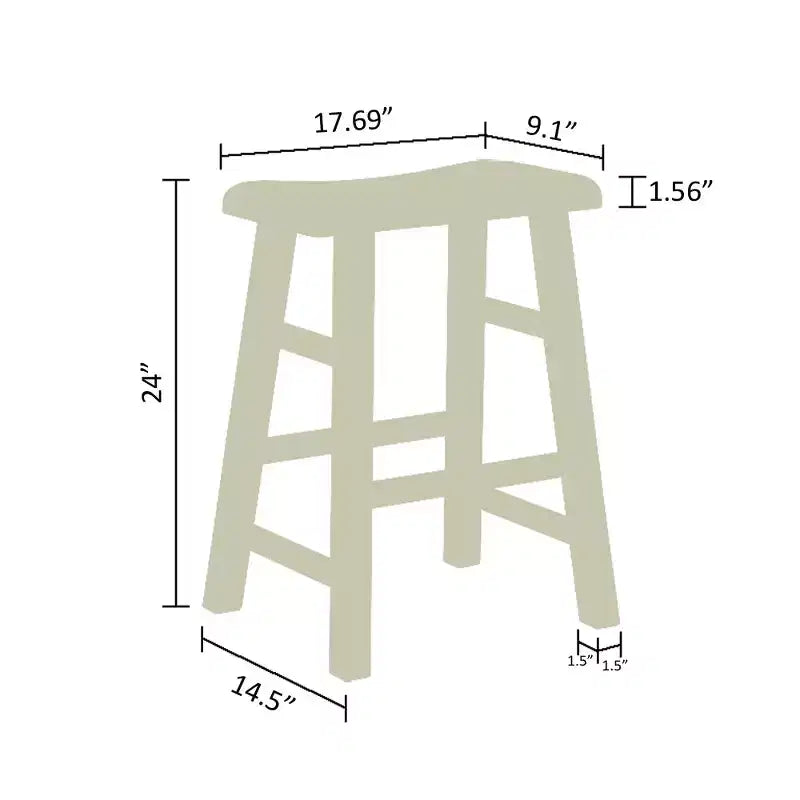 eHemco Tabourets de Bar en Bois Massif Robuste avec Siège en Selle, Hauteur de Comptoir de Cuisine, 61 cm, Lot de 2