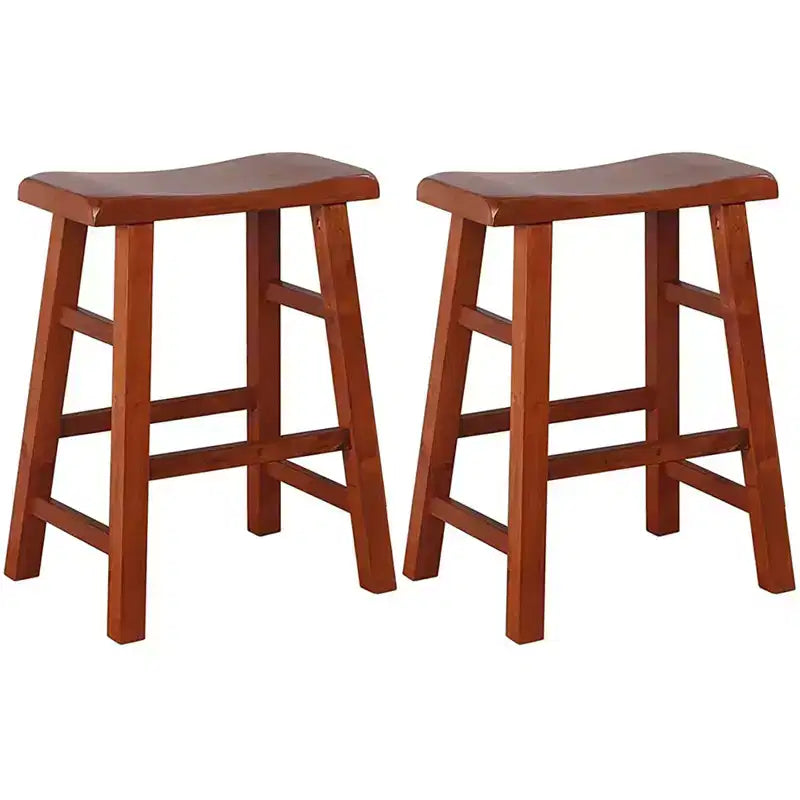 eHemco Tabourets de Bar en Bois Massif Robuste avec Siège en Selle, Hauteur de Comptoir de Cuisine, 61 cm, Lot de 2