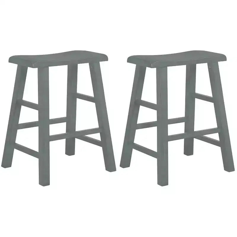 eHemco Tabourets de Bar en Bois Massif Robuste avec Siège en Selle, Hauteur de Comptoir de Cuisine, 61 cm, Lot de 2
