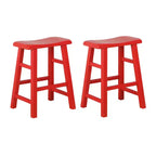 eHemco Tabourets de Bar en Bois Massif Robuste avec Siège en Selle, Hauteur de Comptoir de Cuisine, 61 cm, Lot de 2