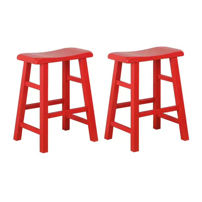 eHemco Tabourets de Bar en Bois Massif Robuste avec Siège en Selle, Hauteur de Comptoir de Cuisine, 61 cm, Lot de 2
