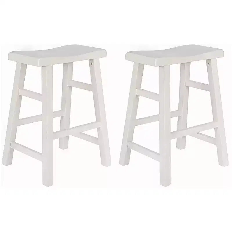eHemco Tabourets de Bar en Bois Massif Robuste avec Siège en Selle, Hauteur de Comptoir de Cuisine, 61 cm, Lot de 2