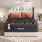 Bestier 14 Cal King Size Mattress, Cooling Gel Memory Foam Black Mattress, Organic Wool Mattress, Lumbar Support Spring for Superior Comfort