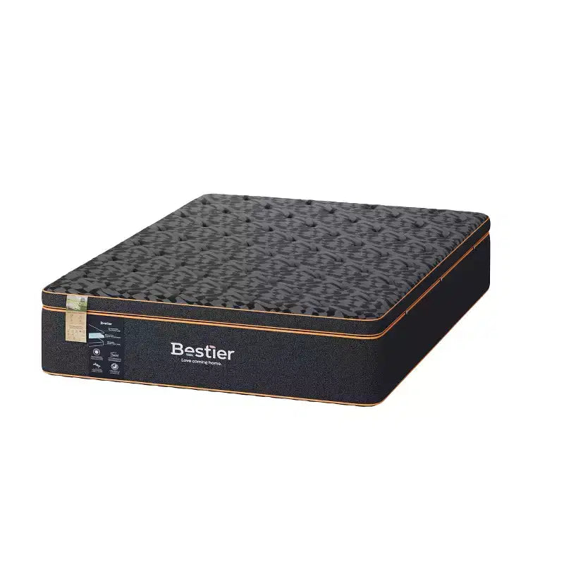 Matelas Bestier 14 po king size, matelas en mousse à mémoire de forme avec gel rafraîchissant noir, matelas en laine biologique, ressorts de soutien lombaire pour un confort supérieur
