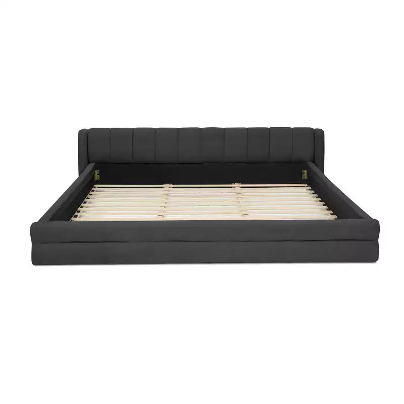 Lit de sol rembourré en chenille GDFStudio Penel avec tête de lit épaisse