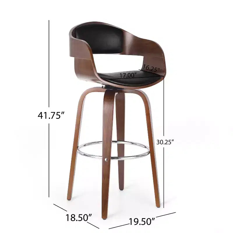 Tabouret de bar pivotant à 360°, tabouret de comptoir, chaise de salle à manger, tabouret de cuisine de pub, Noir et marron-ModernLuxe