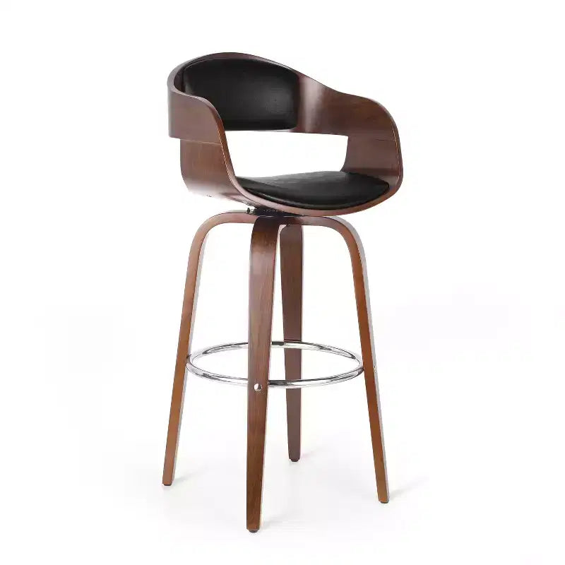 Tabouret de bar pivotant à 360°, tabouret de comptoir, chaise de salle à manger, tabouret de cuisine de pub, Noir et marron-ModernLuxe