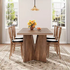 Table à manger rectangulaire de 180 cm pour 6 personnes, longue table de cuisine de style rustique avec grand plateau, table à manger en bois avec pieds robustes