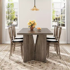 Table à manger rectangulaire de 180 cm pour 6 personnes, longue table de cuisine de style rustique avec grand plateau, table à manger en bois avec pieds robustes
