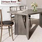 Table à manger rectangulaire de 180 cm pour 6 personnes, longue table de cuisine de style rustique avec grand plateau, table à manger en bois avec pieds robustes