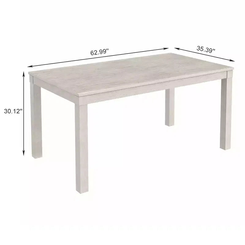 Table à manger de style campagnard VECELO, table en bois d'hévéa avec 4 pieds en bois massif pour la cuisine, gris