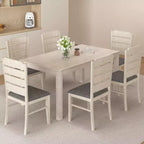 Table à manger de style campagnard VECELO, table en bois d'hévéa avec 4 pieds en bois massif pour la cuisine, gris
