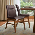 Subrtex Chaise de salle à manger en bois massif avec revêtement en similicuir (Lot de 2)
