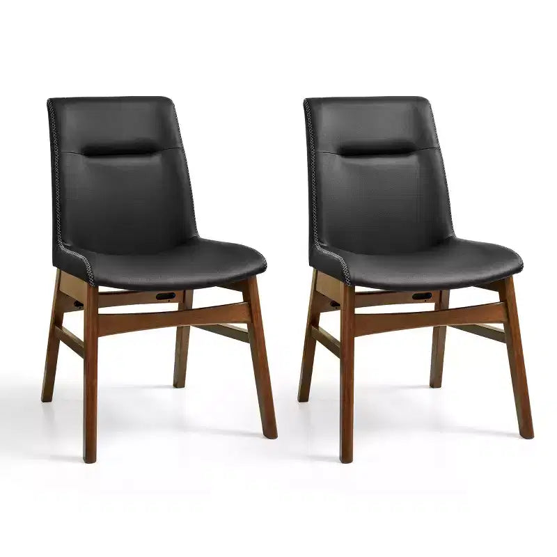 Subrtex Chaise de salle à manger en bois massif avec revêtement en similicuir (Lot de 2)