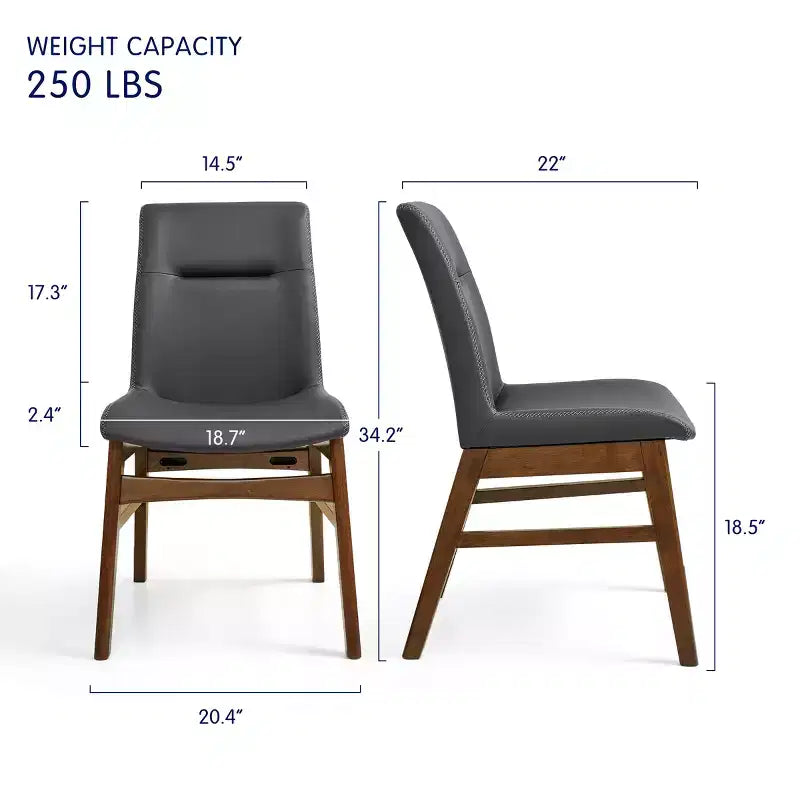 Subrtex Chaise de salle à manger en bois massif avec revêtement en similicuir (Lot de 2)