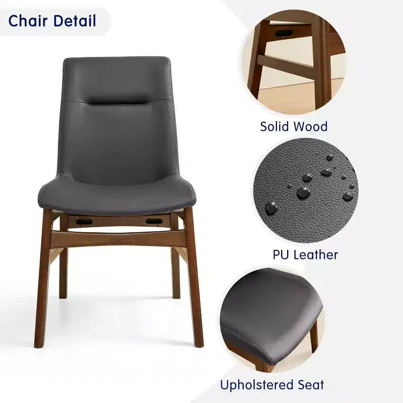 Subrtex Chaise de salle à manger en bois massif avec revêtement en similicuir (Lot de 2)