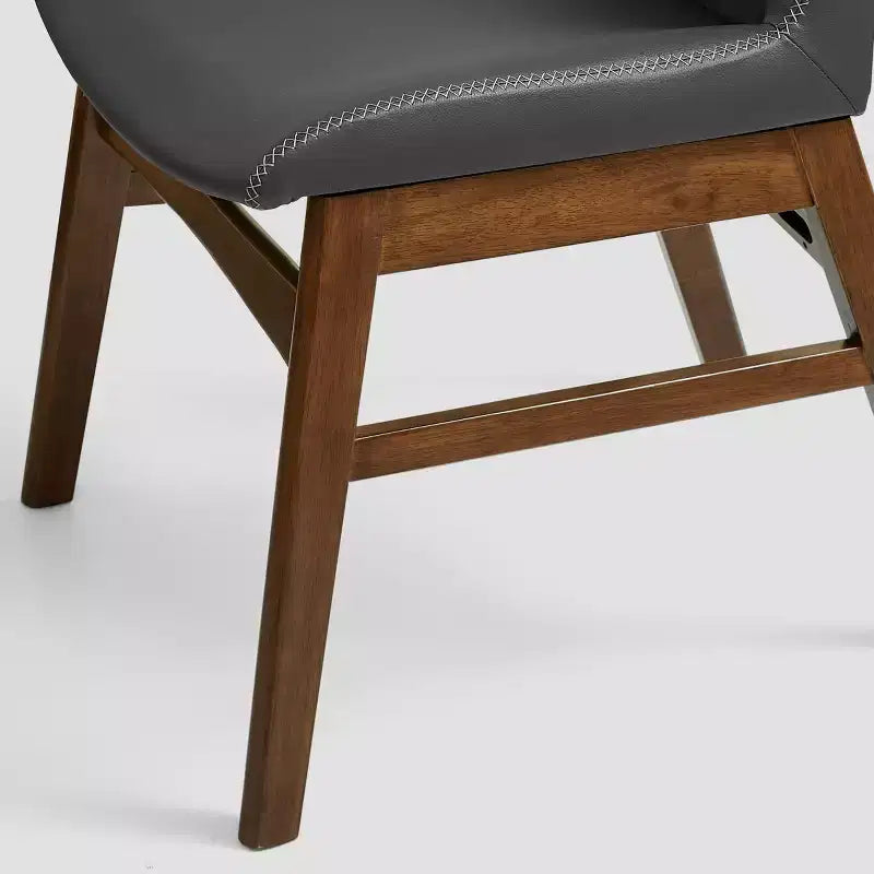 Subrtex Chaise de salle à manger en bois massif avec revêtement en similicuir (Lot de 2)
