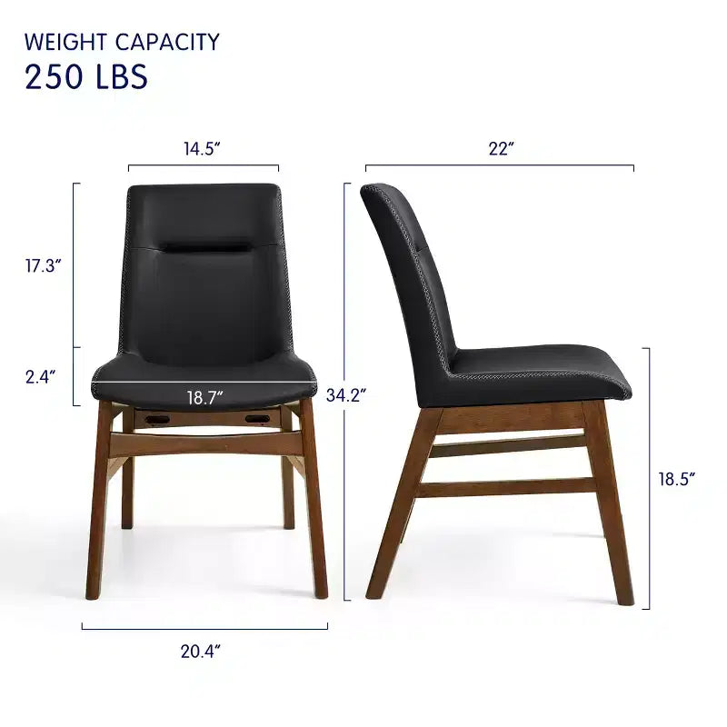 Subrtex Chaise de salle à manger en bois massif avec revêtement en similicuir (Lot de 2)