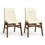 Subrtex Chaise de salle à manger en bois massif avec revêtement en similicuir (Lot de 2)