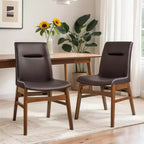 Subrtex Chaise de salle à manger en bois massif avec revêtement en similicuir (Lot de 2)