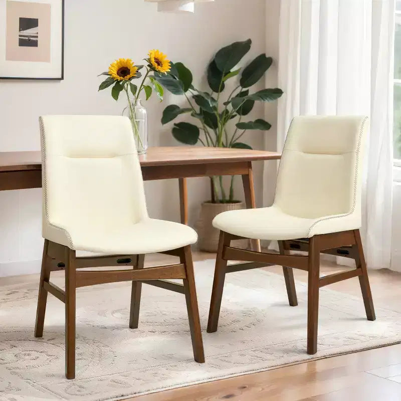 Subrtex Chaise de salle à manger en bois massif avec revêtement en similicuir (Lot de 2)