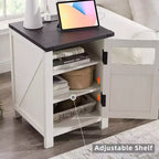 Table de chevet avec station de recharge, table de chevet de style rustique de 45 cm avec étagère réglable, table d'appoint en bois rustique