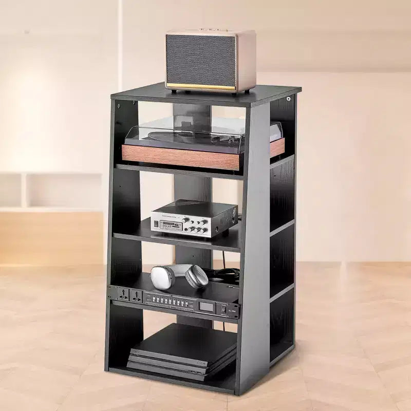 Meuble TV 5 niveaux VEVOR, meuble audio-vidéo en bois pour lecteurs DVD/décodeurs/consoles de jeux, meuble de rangement multimédia réglable en hauteur, noir