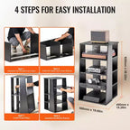 Meuble TV 5 niveaux VEVOR, meuble audio-vidéo en bois pour lecteurs DVD/décodeurs/consoles de jeux, meuble de rangement multimédia réglable en hauteur, noir