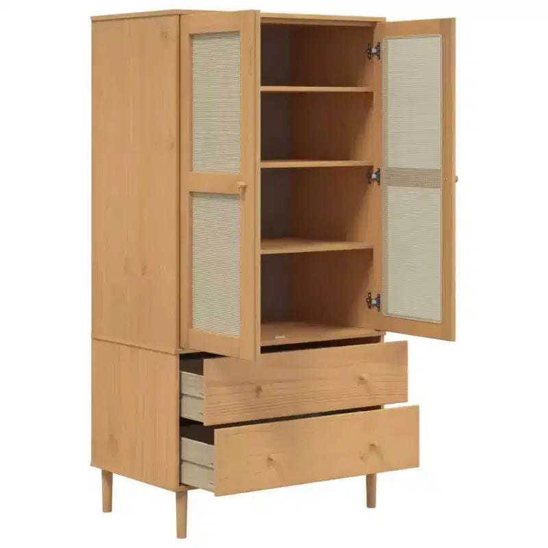 vidaXL SENJA Armoire de rangement Placard aspect rotin Bois de pin massif
