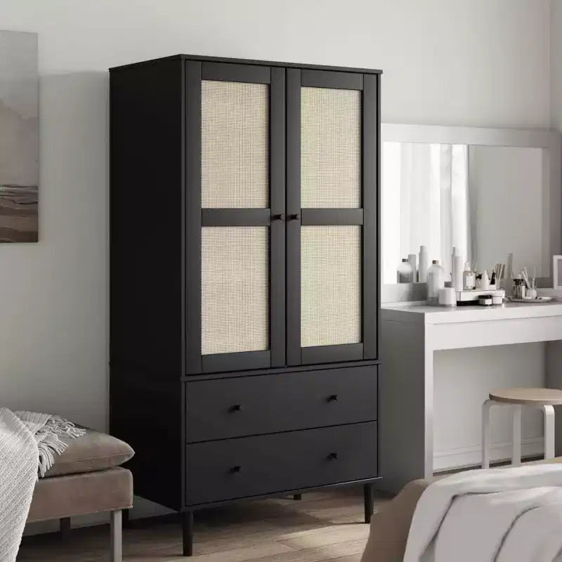 vidaXL SENJA Armoire de rangement Placard aspect rotin Bois de pin massif