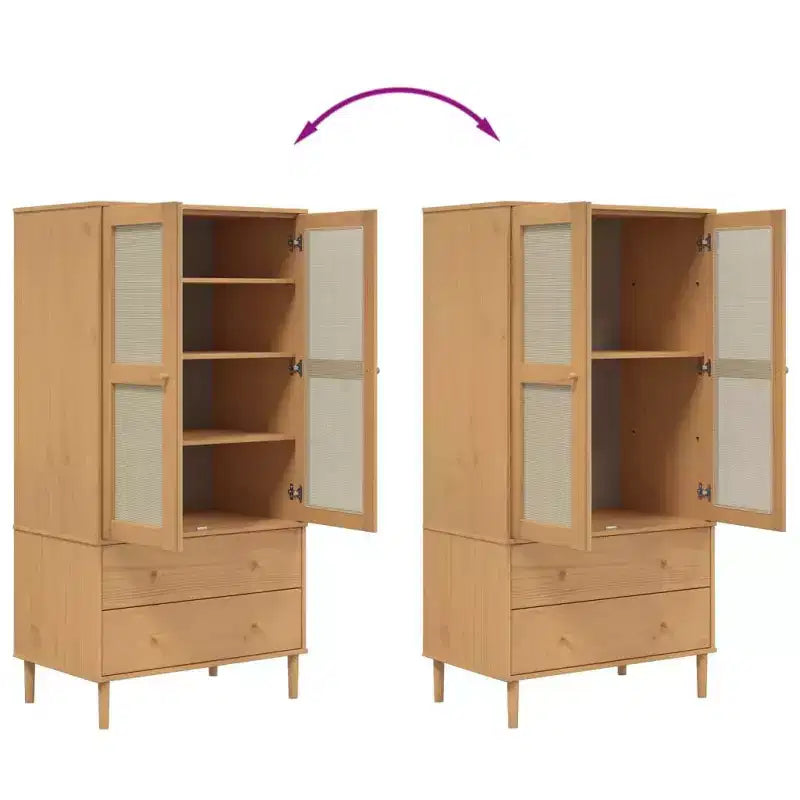 vidaXL SENJA Armoire de rangement Placard aspect rotin Bois de pin massif