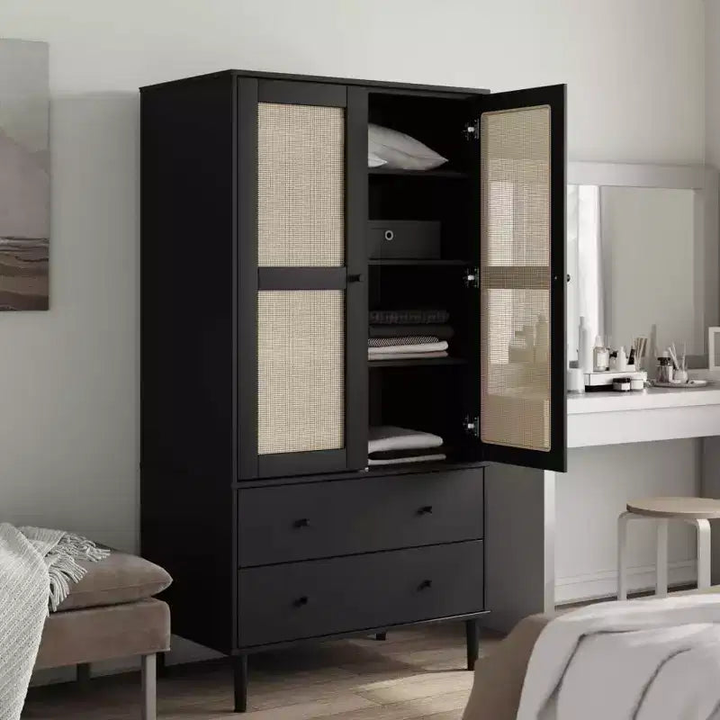 vidaXL SENJA Armoire de rangement Placard aspect rotin Bois de pin massif