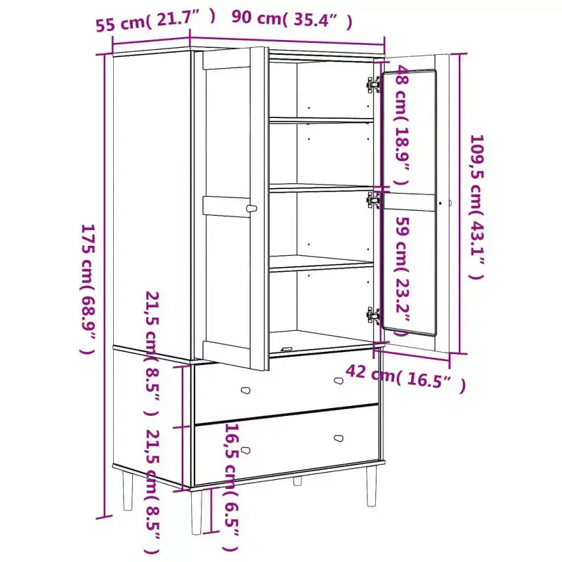 vidaXL SENJA Armoire de rangement Placard aspect rotin Bois de pin massif