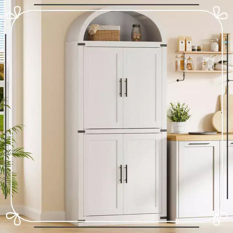 Grand garde-manger de cuisine voûté de 71,6 po avec portes, Grande bibliothèque avec portes