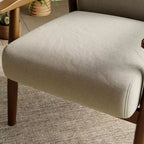 Tree City - Fauteuil d'appoint en lin de style Mid-Century avec cadre en bois massif, blanc cassé