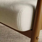 Tree City - Fauteuil d'appoint en lin de style Mid-Century avec cadre en bois massif, blanc cassé