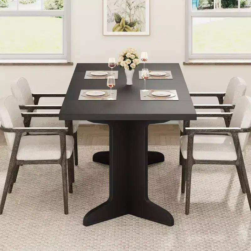 71 Grande table à manger pour 6 à 8 personnes, table de salle à manger moderne avec pieds en bois uniques, table à manger rectangulaire pour cuisine, salle à manger et salon