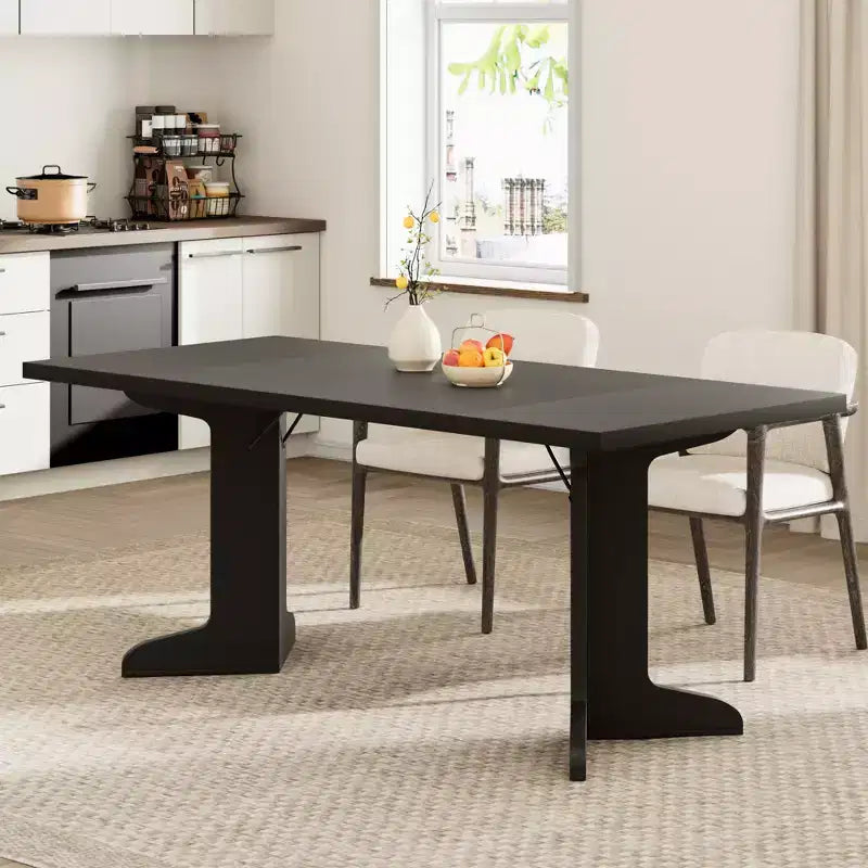 71 Grande table à manger pour 6 à 8 personnes, table de salle à manger moderne avec pieds en bois uniques, table à manger rectangulaire pour cuisine, salle à manger et salon
