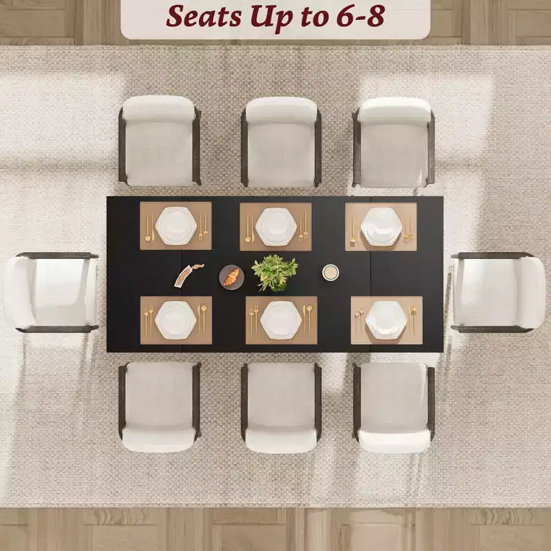71 Grande table à manger pour 6 à 8 personnes, table de salle à manger moderne avec pieds en bois uniques, table à manger rectangulaire pour cuisine, salle à manger et salon