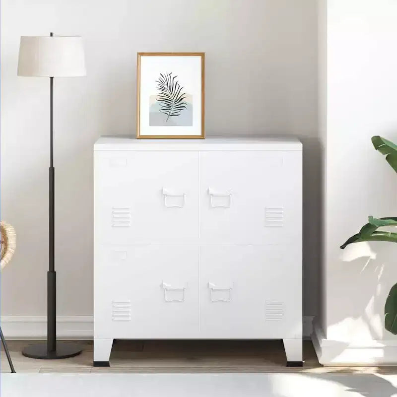 vidaXL Coffre de rangement Blanc Acier, plastique 75x40x80 cm - Blanc 80