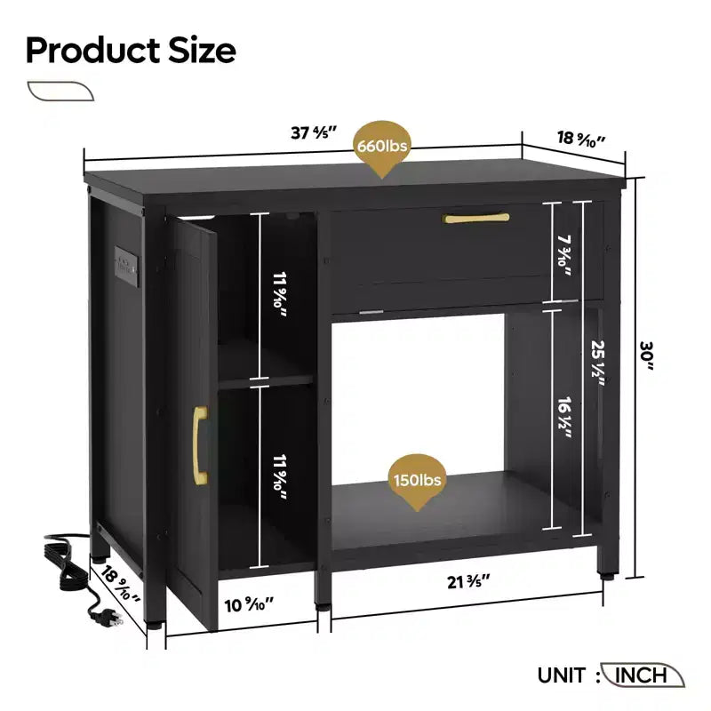 Meuble d'aquarium en bois Bestier de 40 à 50 gallons avec meuble de rangement et prises de courant, lumière LED, capacité de 300 kg, noir
