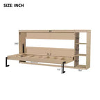 Lit escamotable simple Whisen avec étagère et rangement intégrés – Design LVL/MDF robuste et peu encombrant, pas besoin de sommier tapissier