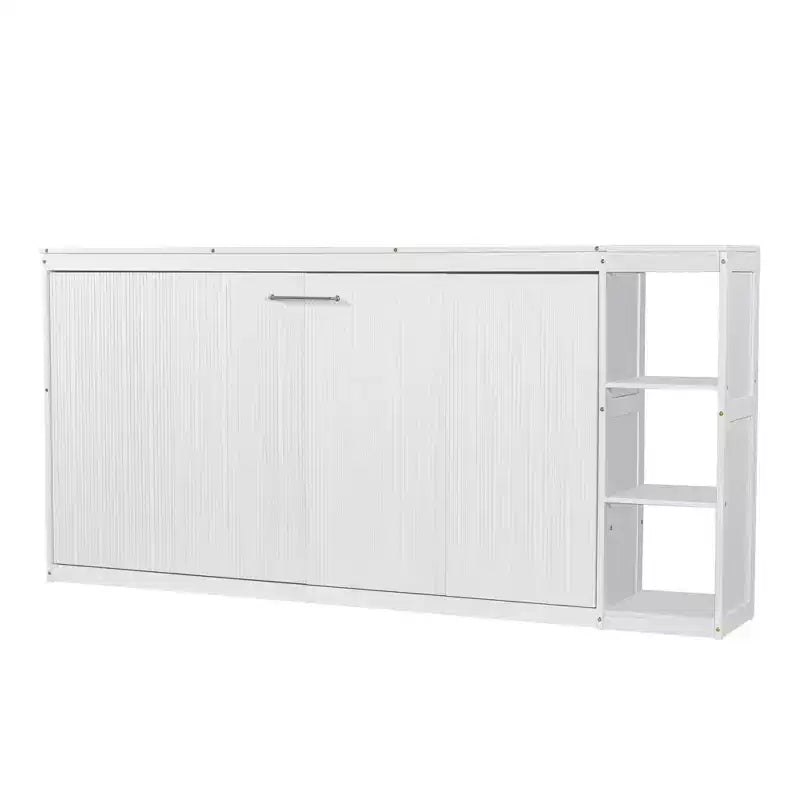 Lit escamotable simple Whisen avec étagère et rangement intégrés – Design LVL/MDF robuste et peu encombrant, pas besoin de sommier tapissier