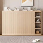 Lit escamotable simple Whisen avec étagère et rangement intégrés – Design LVL/MDF robuste et peu encombrant, pas besoin de sommier tapissier